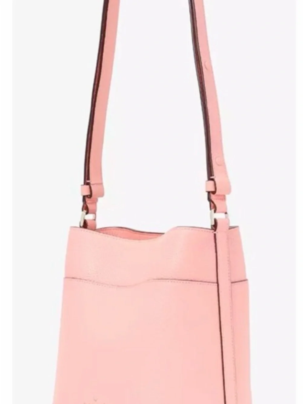 Kate Spade Leila Peachy Pink Pebbled Leather Crossbody Bucket Bag